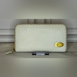 Fendi Selleria White Pebbled Leather Zip Around Wallet | Fendi Roma | Full Set
